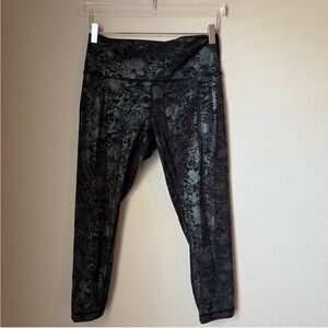 Lululemon Wunder Under Train Floral Foil High Rise 23” Leggings Size 10